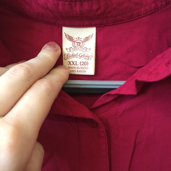 Red button down - Picture 3 of 3